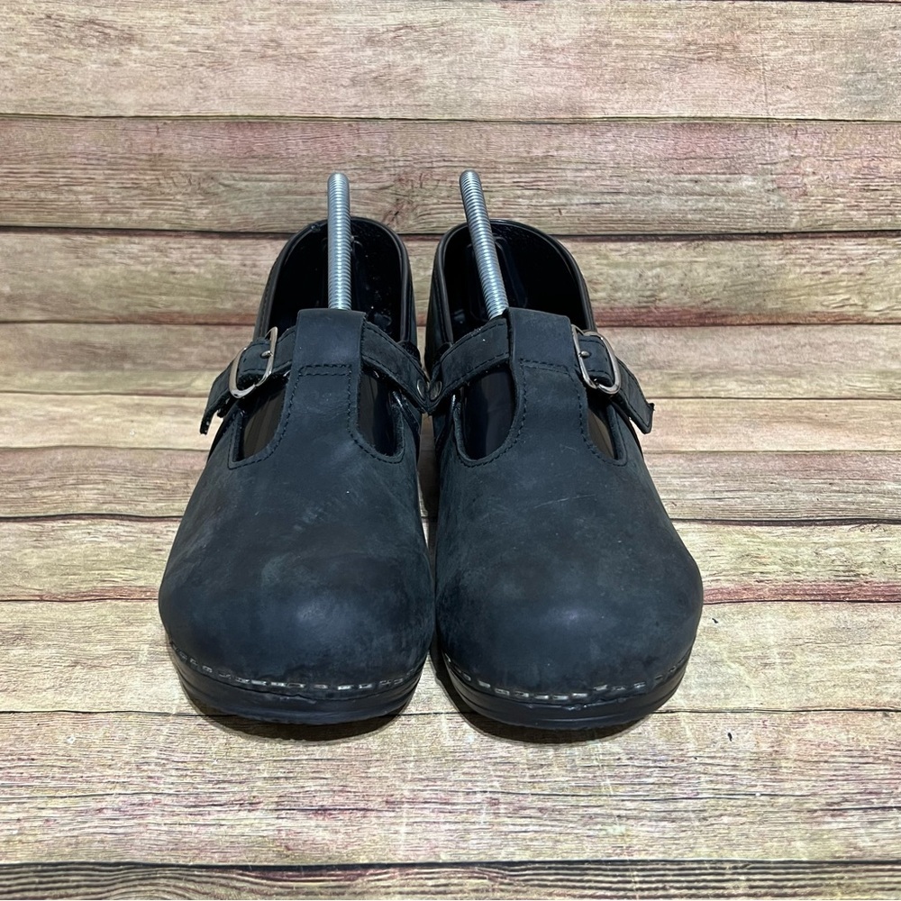 Sanita Black Leather Mary Jane Clogs - Picture 5 of 9